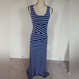 Calvin Klein Royal Blue and White Striped Maxi Dress